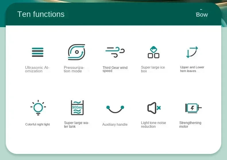 Air Conditioner Portable Fan Desktop Dual Spray Ultrasonic Atomization 3-Speed Mute Air Cooler Night Light Electric Fan for Home.