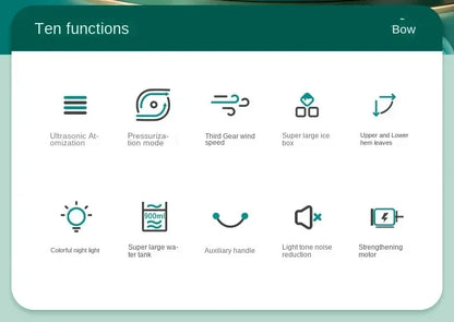 Air Conditioner Portable Fan Desktop Dual Spray Ultrasonic Atomization 3-Speed Mute Air Cooler Night Light Electric Fan for Home.