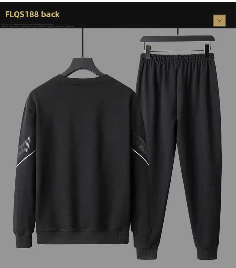 Spring Autumn Men's Casual Sports Suit Round Neck Sweatshirt Long Sleeves Pants One Whole Set Clothing Fashion.