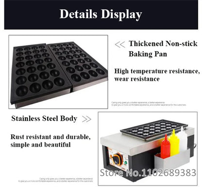 Commercial 28 Holes Takoyaki Maker Machine Electric or Gas Non-stick Waffle Balls Baker 40MM Round Fish Ball Making Machine.