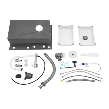 Küchenspüle, rostbeständiges Spülbecken mit ausziehbarem Wasserhahn, Schallschutzwirkung für Zuhause/Küche/Kanteine/Hotel/Bar