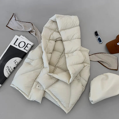 Hirsionsan Herbst Winter Koreanische Weiße Ente Unten Weste Frauen 2023 Neue Einfach Alle-spiel Mäntel FemaleSoft Warme Sleeveness Jacken