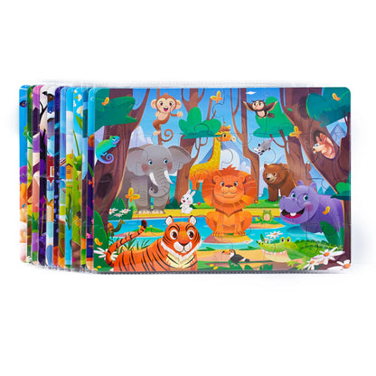 Kids Cartoon Animal Jigsaw Puzzles Montessori Educational Toys Parent-Child Theme Game Paper Educational Gift for Children.