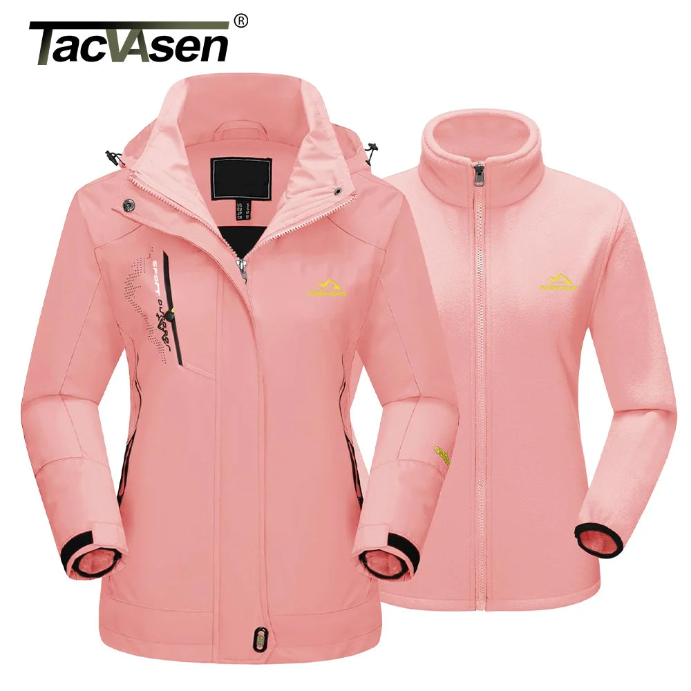 TACVASEN 3 in 1 Winter Fleece Jacket Womens Waterproof Ski Snowboard Jackets Work Rain Coat Outdoor Windbreaker Female Parka.