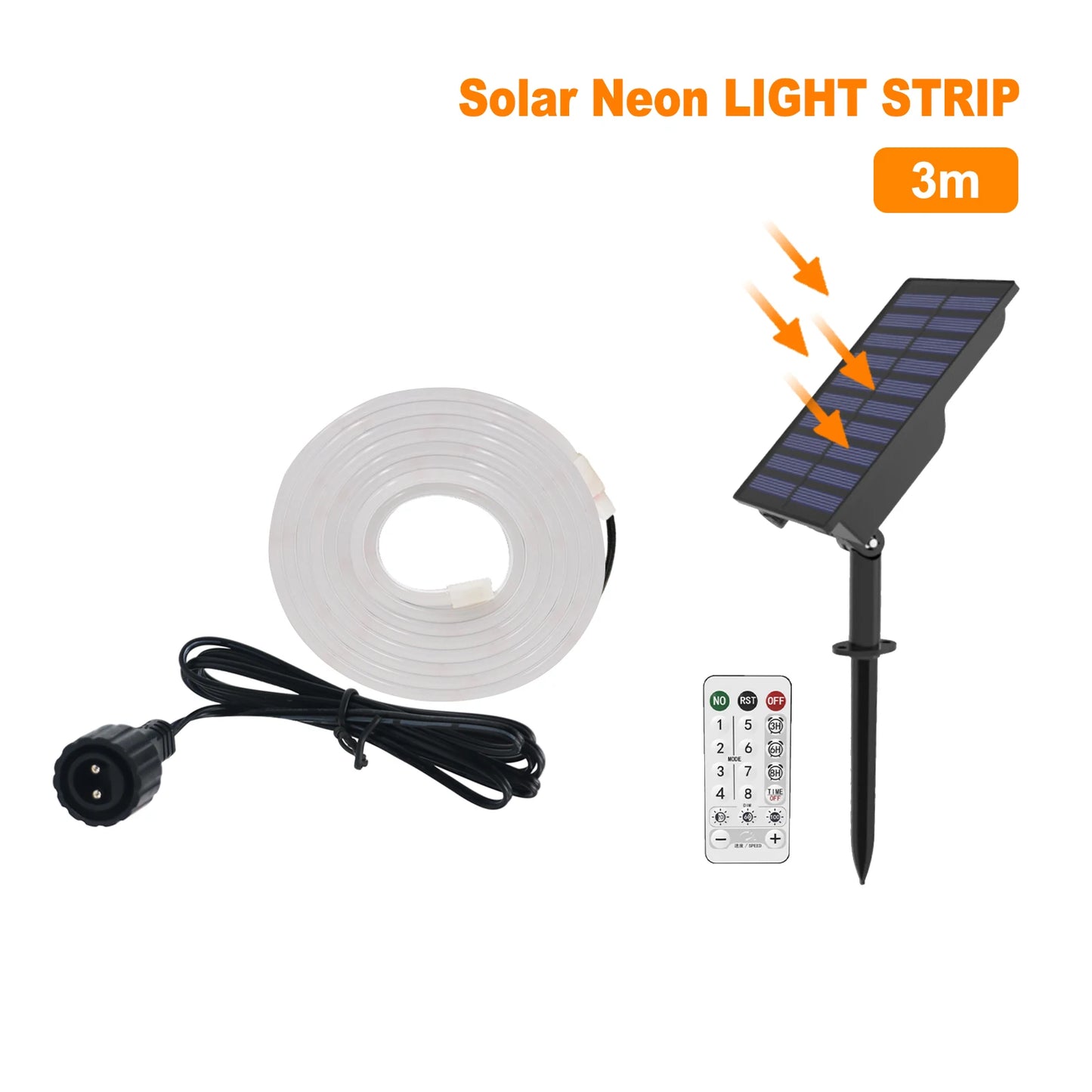 10M Solar Neon LED Strip Outdoor Pool IP67 Waterproof Flexible 2835 LED Tape Light Sign With Remote 24V 120LEDs/M Tube Diode