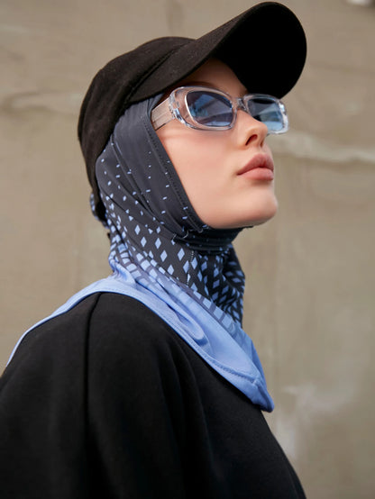 Sporty Muslim Inner Hijab Women Geometric Printing Pattern Instant Turban For Ladies Head Wrap Headband Header Model.
