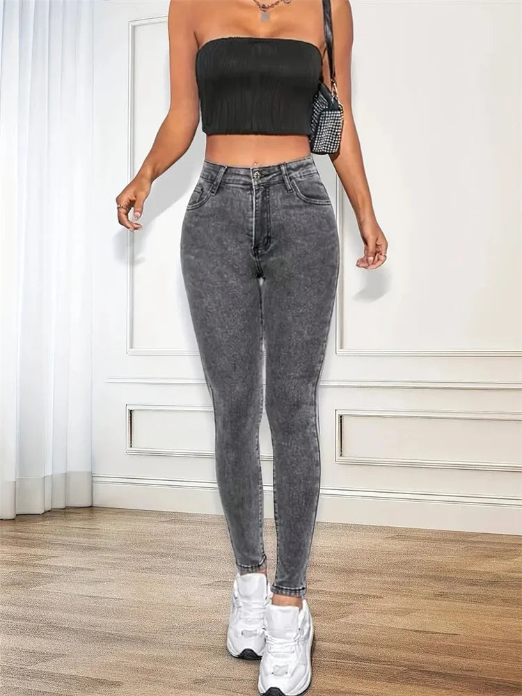 Women Stretch Skinny Jeans Lady Slim Fit Pencil Jeans Girls Leggings Straight Leg Denim Pants Blue Gray Black Sexy Long Trousers.