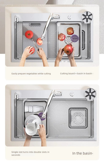 Kitchen Sink 316L Food Grade Stainless Steel Large Single Slot Wash Dish and Wash Vegetable Basin Homeuse Undercounter Bowl