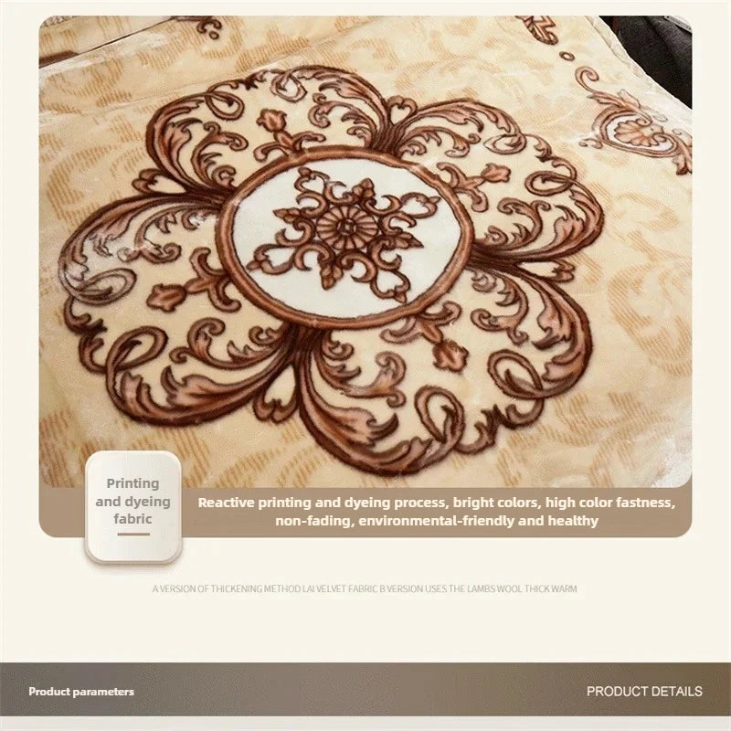 European Style Warm Raschel Blanket for Winter High End Soft Thicken Warmth Weighted Blanket Double Side Flocked Comforter Duvet.