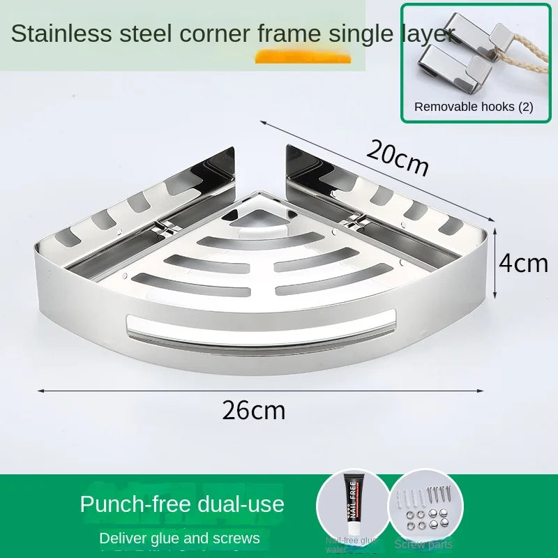 1/2 Schichten Eck-Duschregal für Badezimmer, Shampoo, Duschregal, Halter aus Edelstahl 304, stanzfrei, Küchenstativ, Eckständer