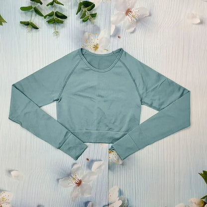 Seamless Women's T-shirt Sports Female Clothing Fitness Long Sleeve Tops with Thumb Hole Gym Running Shirts Workout Sportswear