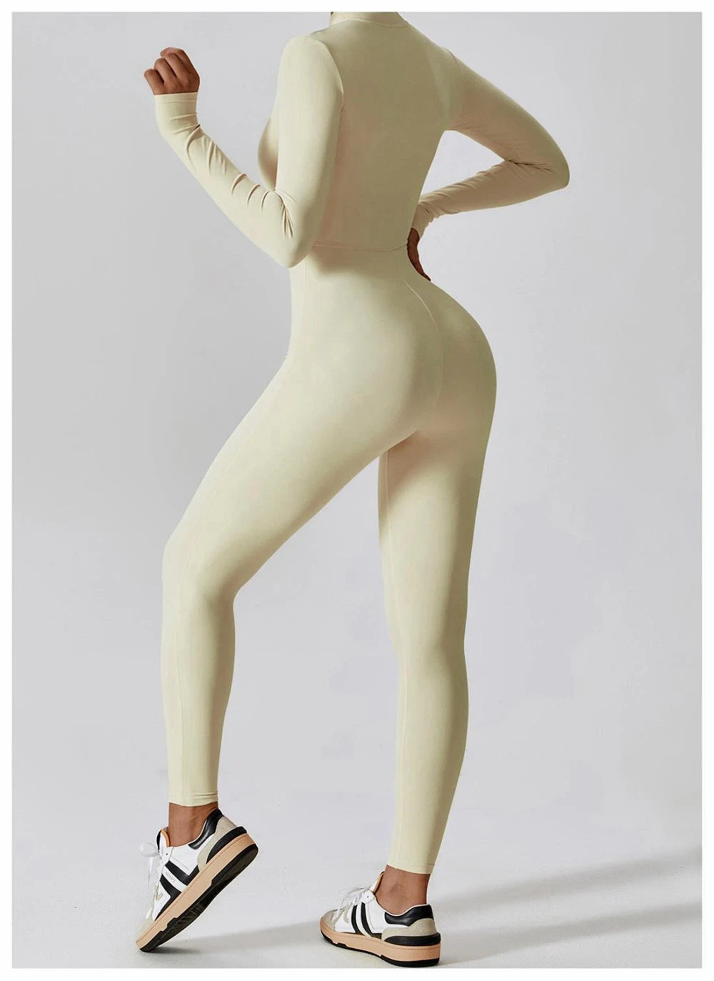 Womens Jumpsuits Long Sleeve Yoga Slim Fit Stretch One Piece Romper Sexy Fitness Female Basic Sportwears Tight Zipper Ladies