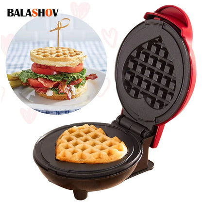 Electric Waffle Machine Portable Home Breakfast Machine Waffle Maker Breakfast Love Heart Shaped Waffle Maker Cooking Appliance.