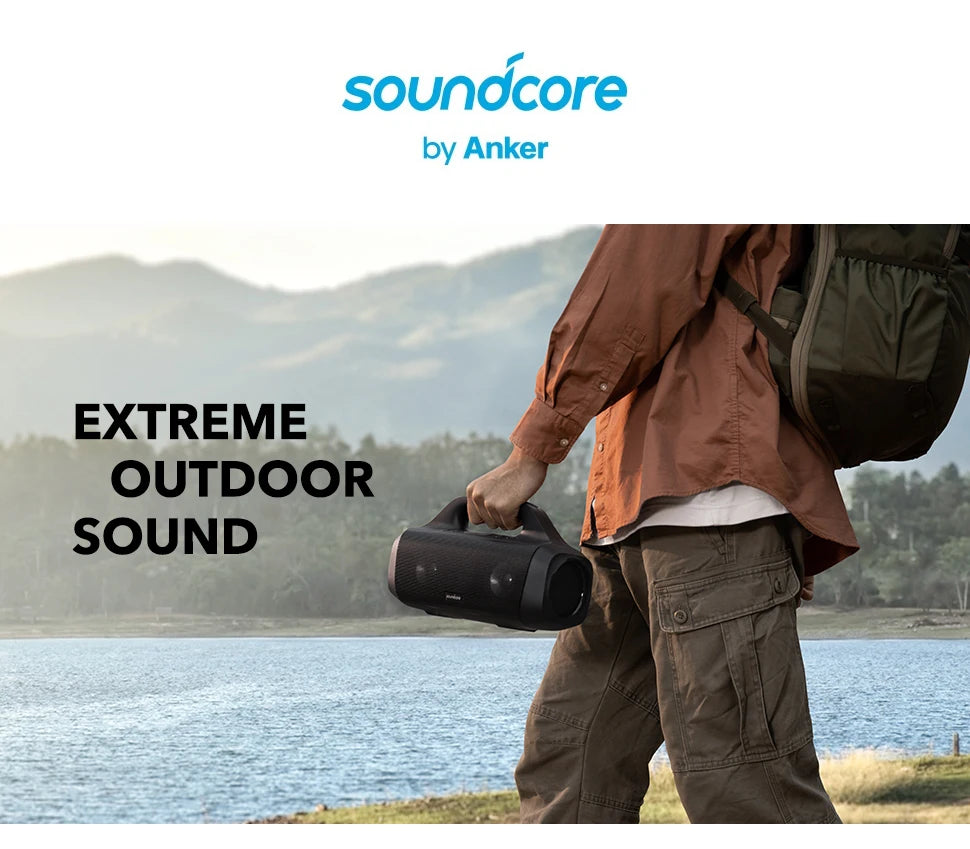 Anker Soundcore Motion Boom Outdoor Bluetooth loudspeaker with Titanium Audio drivers BassUp Technology IPX7 Water Protection 24-S.