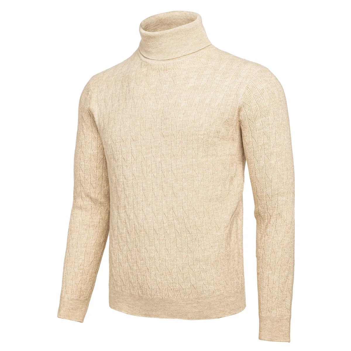 VOBOOM Men's Casual Slim Fit Basic Tops Knitted Lightweight Crewneck Twist Sweaters Turtleneck Pullover Sweater.