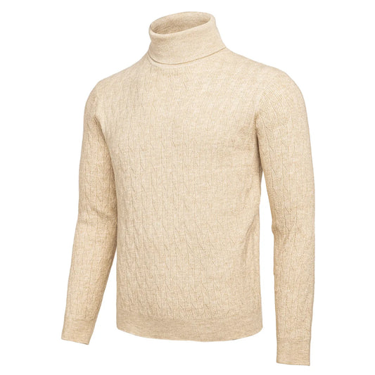 VOBOOM Men's Casual Slim Fit Basic Tops Knitted Lightweight Crewneck Twist Sweaters Turtleneck Pullover Sweater.