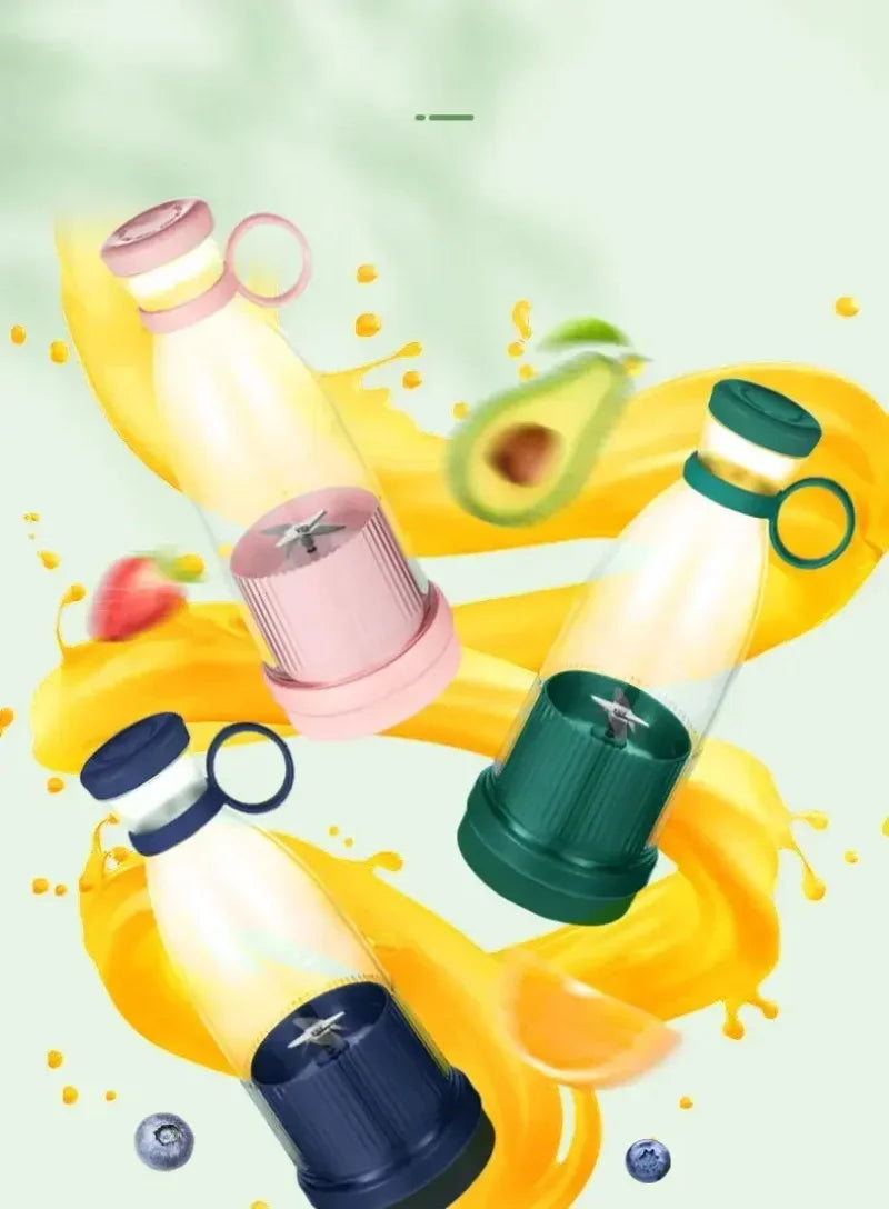 6-Blade Mini Portable Electric Juicer Bottle – USB-Charged, Shakes Orange/Lemon, Works As Fresh Fruit Mixer & Squeezer.