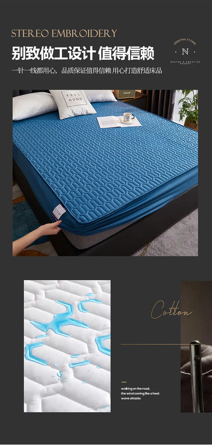 Waterproof Thicken Mattress Cover Quilted Latex Mat Bed Covers Pad Skin-Friendly Fitted Sheet Protector Bedspread150/160/180x200