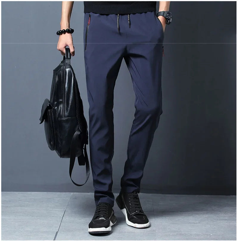 Men's Casual Pants Stretch Slim Fit Elastic Waist Jogger Korean Classic Blue Black Gray Male Brand Trousers Plus Size 4XL 5XL.