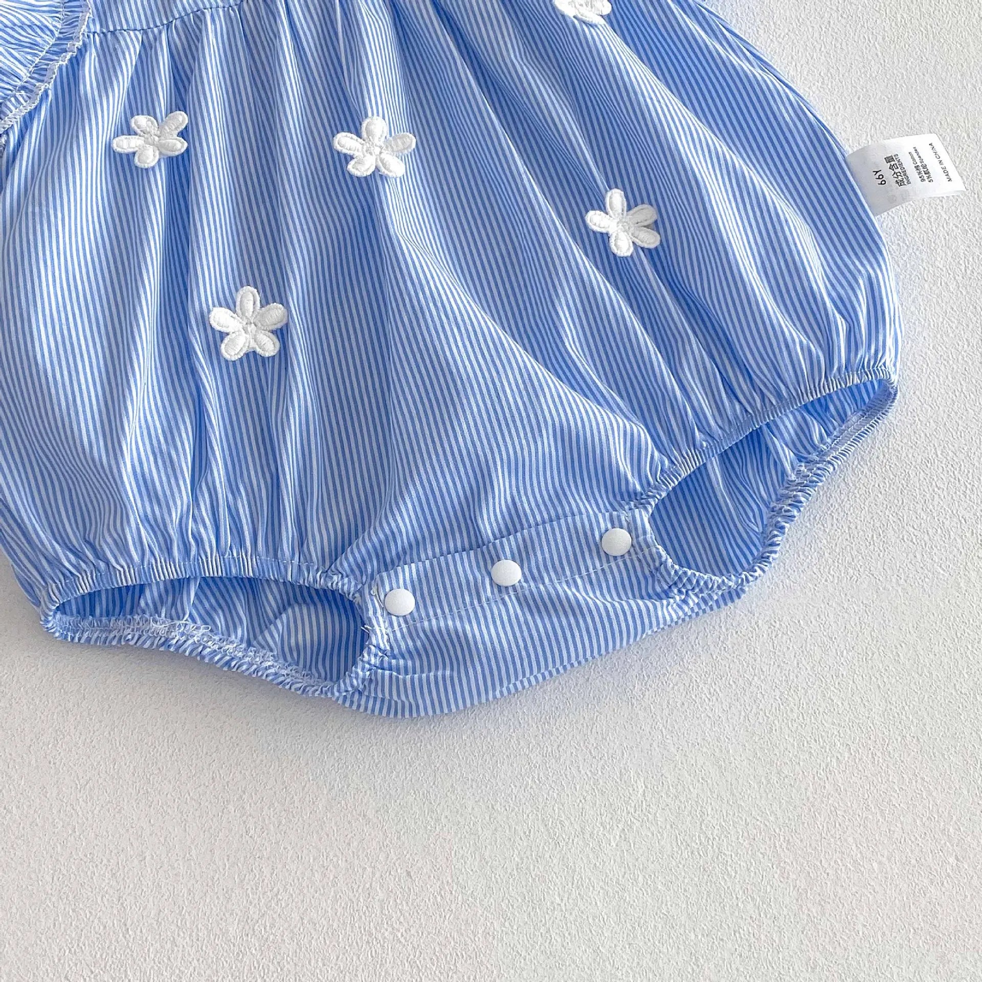 Babykleidung 2025, Sommer-Baby-Body für Mädchen, Baumwolle, ärmellos, für Kleinkinder, blau, weiß, gestreift, Einteiler, süßes Kleinkind-Einteiler.