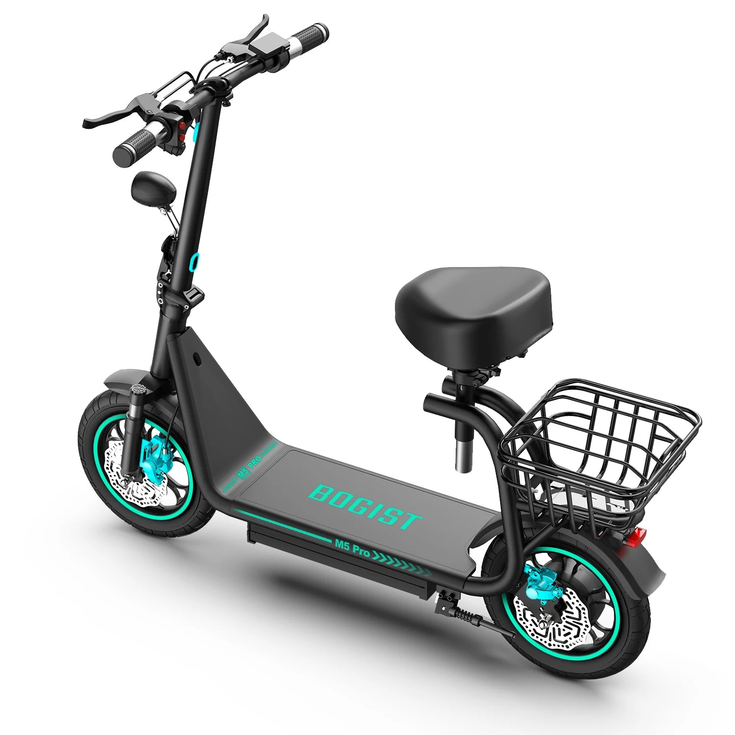Bogist-M5 Pro Electric Scooter with Storage Basket, Inflatable Wheels, Front Shock Absorber, 500W, 48V, 15Ah, 12 Inch E-Scooter.