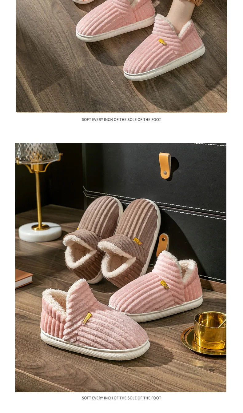 Litfun Warm Plush Fur Slippers For Women Men Winter Indoor Fluffy Warm Fuzzy House Slippers Outdoor Fuzzy Soft Furry Slippers.