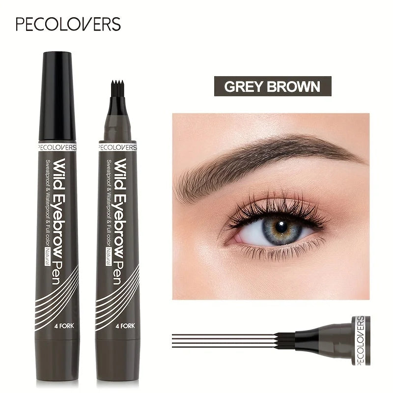 6 Colors 1pc Eyebrow Pen Waterproof 4 Split Tip Eyebrows Pen Eyebrow Tattoo Pen Waterproof Liquid Black Eyebrow Makeup Pencil.