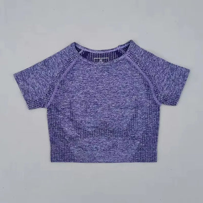 Seamless Yoga Top Short Sleeve Workout Tops For Women Fitness Gym Crop Top Athletic Sport T shirt Women Sportswear.