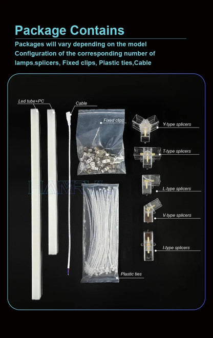 Hexagon LED lighting for Garage Barbecue Shop Barbershop Gym Bar Car Detailing Showroom 4S Workshop Ceiling Light Honeycomb Tube.