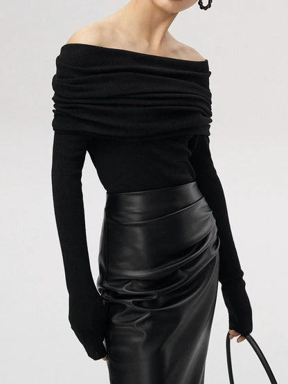 Slash Neck Pullover Frauen Tops Gestrickte Dünne Grundlegende Alle-spiel Sexy Elegante Off Schulter Herbst Winter Langarm Pullover weibliche