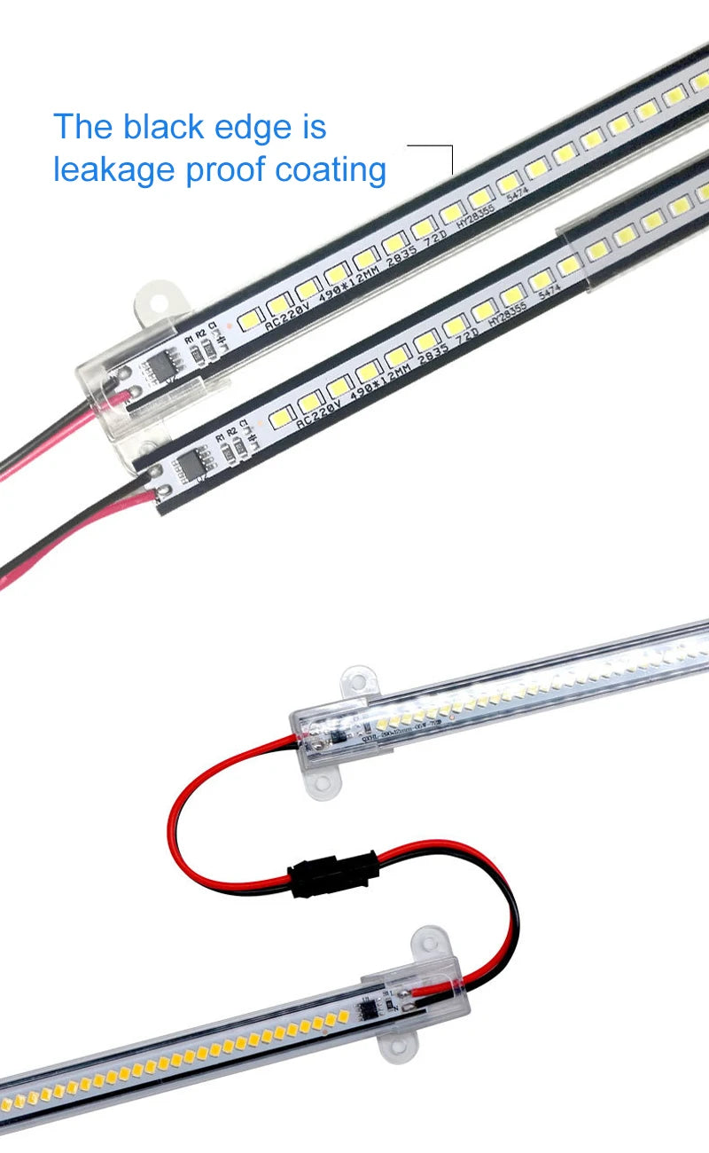 30cm/50cm/60cm LED Rigid Light Strip High Brightness LED Fluorescent Floodlight Tube Bar Industries Showcase Display Lamp 220V.