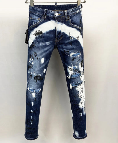 new design style D2 Men Jeans Coolguy Long Pants Straight Multiple button Hole SLIM black top quality D2 jeans pant 881.