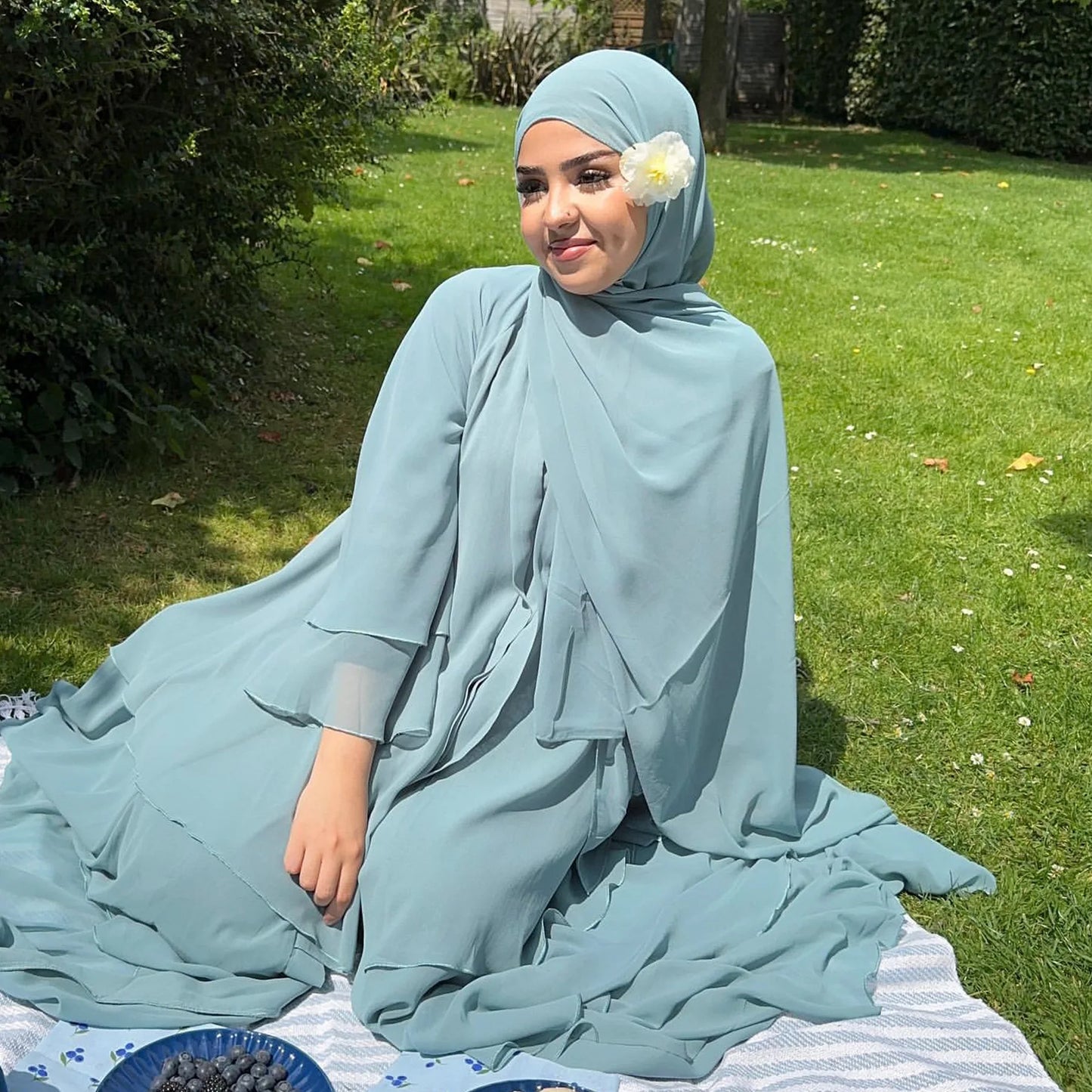 Eid Muslim Abaya for Women Chiffon 3 Layers Cake Party Cardigan Robe Jalabiya Dresses Ramadan Morocco Abayas Kaftan Vestidos.