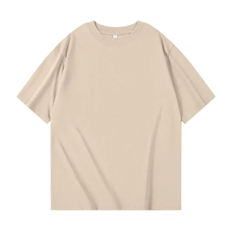 400gsm High Qualtity Oversized Heavy Weight T-shirt for Men Short Sleeve Tee Cotton Solid Color Trend Leisure Streetwear Large.