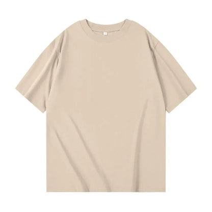 400gsm High Qualtity Oversized Heavy Weight T-shirt for Men Short Sleeve Tee Cotton Solid Color Trend Leisure Streetwear Large.