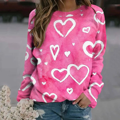 Love Heart Sweatshirts 3D Print Hoodie Women Fashion Streetwear Oversized O-Neck Hoodies Harajuku Woman Pullovers Woman Clothing