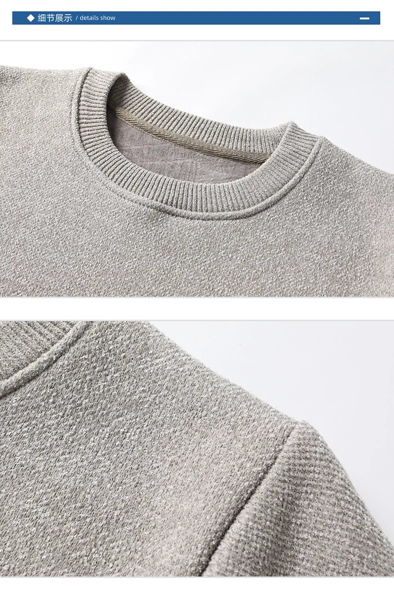 New Mens Fleece Sweater Thickened Pullover Fleece Lined Autumn Winter Crew Neck Jumpers Fashion Knitwear.