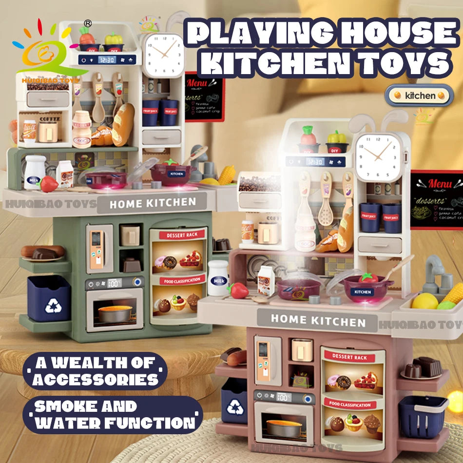 Baby's Housework Kitchen Playset Cooking Tableware Food Lihgting Sound Playing Pretend Educational Toy For Children Toddler Gift.
