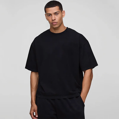 Basic Oversized Boxy Crew Neck T-shirt Mens Heavyweight 240GSM 100% Cotton Half Sleeve T-Shirts Summer Loose Sports Clothing.