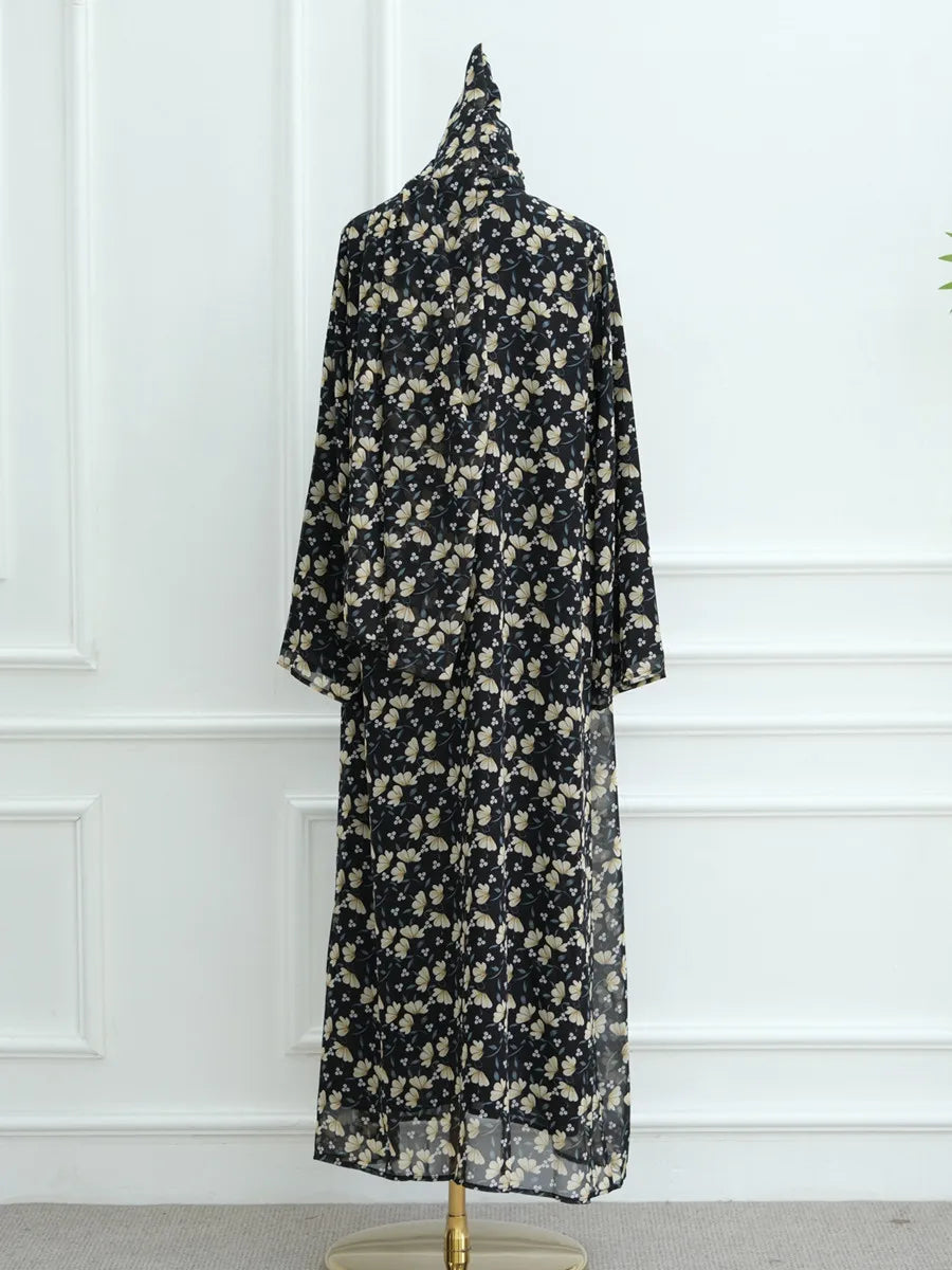 Muslim Women Dubai Abaya luxury Double layered chiffon Print Hijab Dress Kaftan Ramadan Robe Femme Islam african dresses Kebaya.