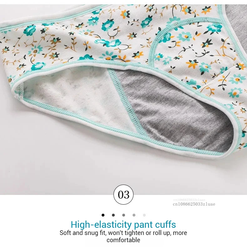 Menstrual Panties Leakproof Ladies Menstrual Pants Women's Cotton Briefs Teenager Student Mid Waist Panties for Menstruation.