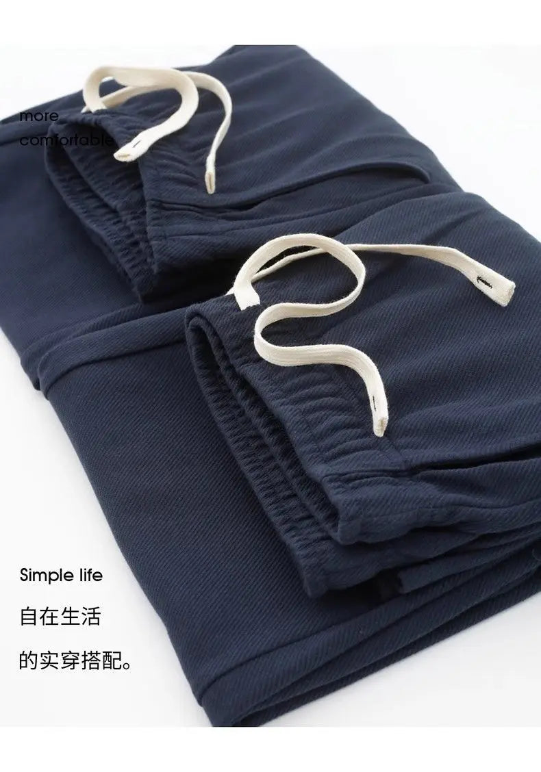 Männer Lose Gerade Hosen Diagonal Streifen Elastische Taille Alle-spiel Knöchel Länge Hosen Frühling Herbst Casual Outdoor Jogginghose