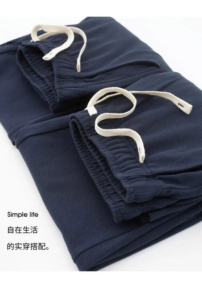 Männer Lose Gerade Hosen Diagonal Streifen Elastische Taille Alle-spiel Knöchel Länge Hosen Frühling Herbst Casual Outdoor Jogginghose