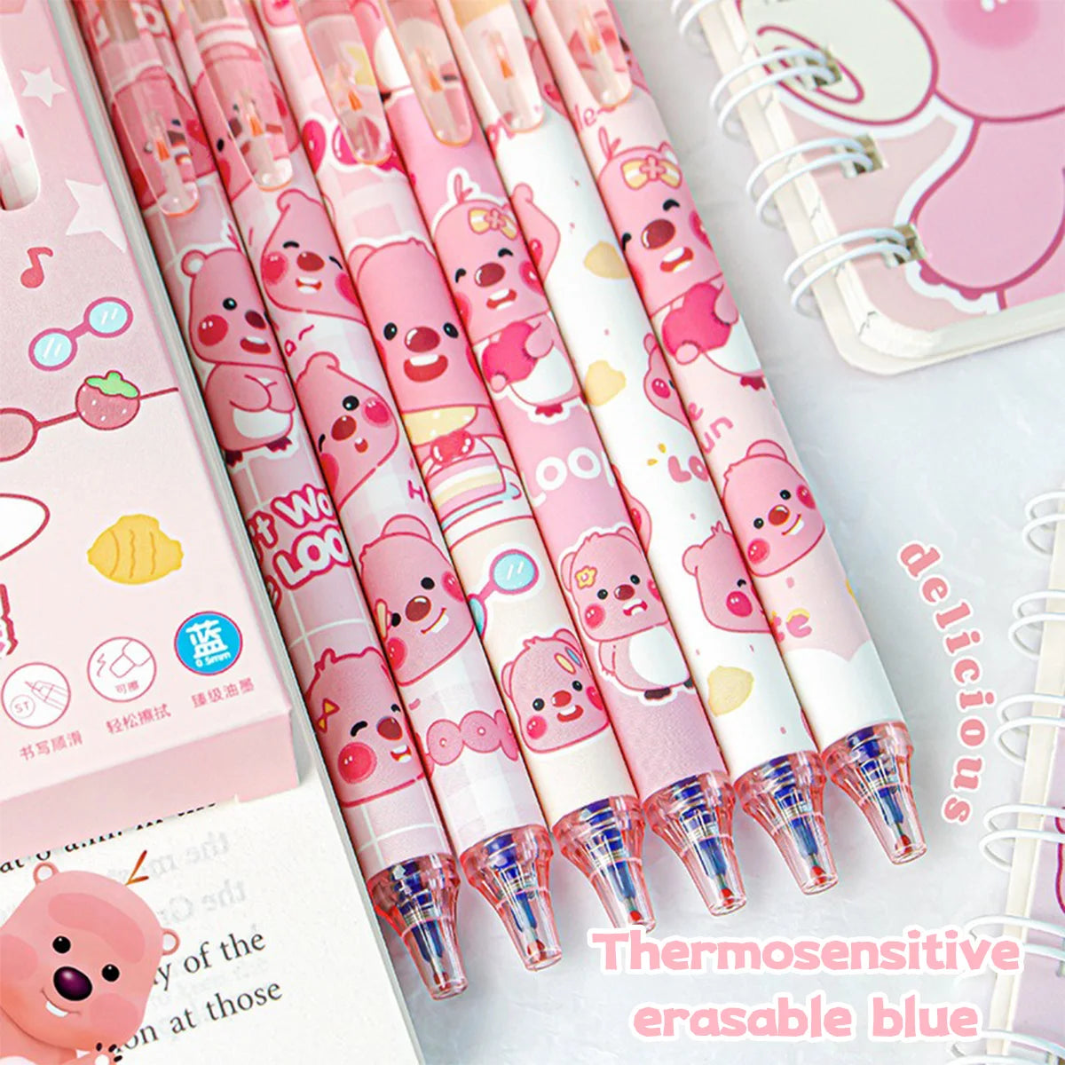 Capybara löschbare Stifte, 6 Stück, nachfüllbare Tinte, Gelstift, wischfrei, niedliches Tier, Schulbedarf für Studenten, Büro, Schreibwaren, Geschenke.