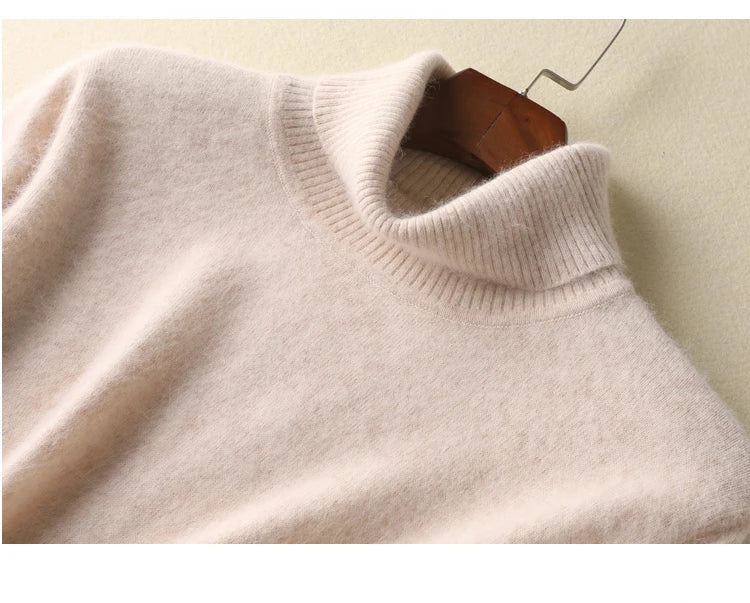 Men's 100% pure Mink Knitted Sweater Turtleneck Large Size Casual Pullover Autumn Winter New Base Shirt Men Warm High Lapels Top.