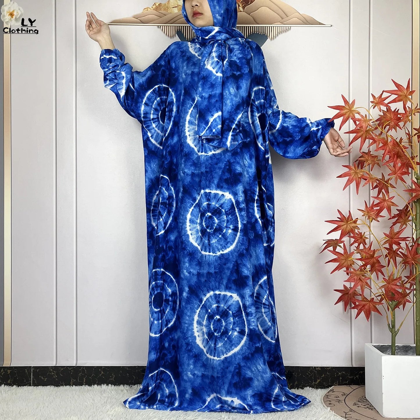 New Muslim Long Sleeved Cotton For Women Ramadan Prayer Turkey Middle East Femme Robe Floral Loose African Abaya Dress Scarfs