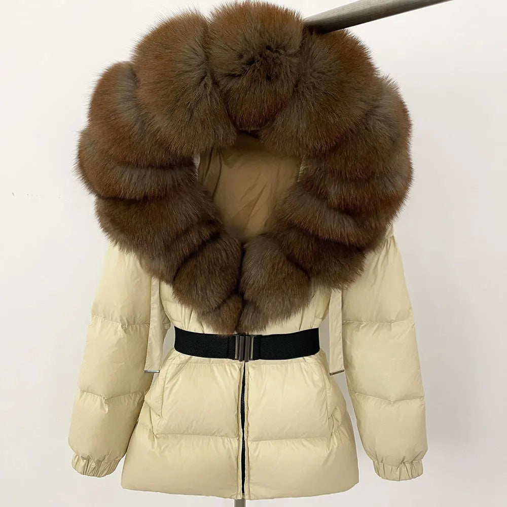 OFTBUY 2025 Winter Kleidung Puffer Jacke Frauen Echt Fox Pelz Mit Kapuze Dicke Warme 90% Weiße Ente Unten Mantel Weibliche Parkas wasserdicht