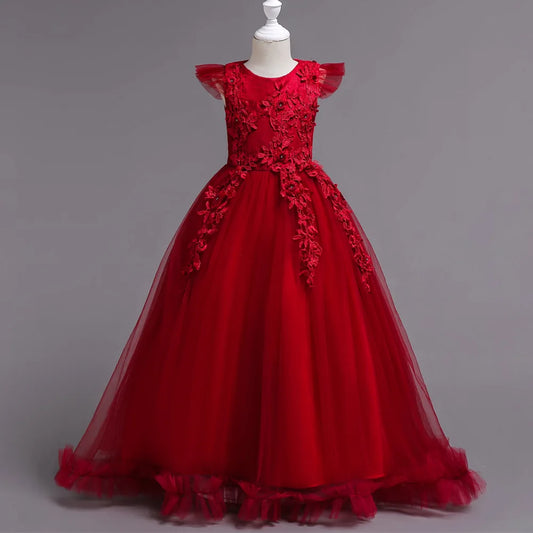 2025 Mädchen-Partykleider für Kinder, Mädchenkleider, Stickerei, Leistung, Junior-Kleid, Hochzeit, Abend, Abschlussball, Urlaub, Rock, Kostüm