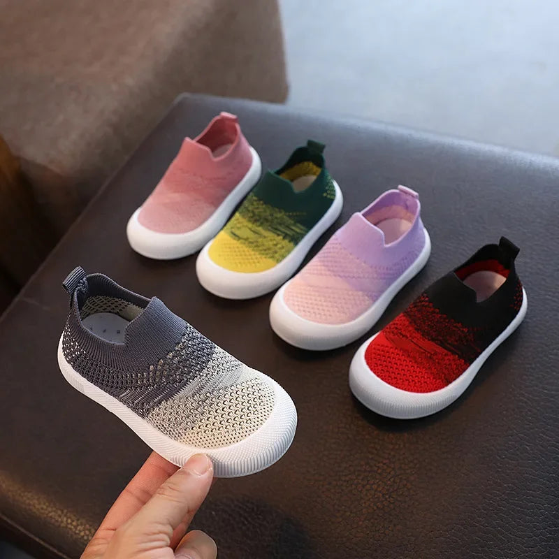 Children Shoes Spring Autumn Kids Sneakers Soft Breathable Mesh Boys Slip-on Shoes Patchwork Color Girls Shoes.