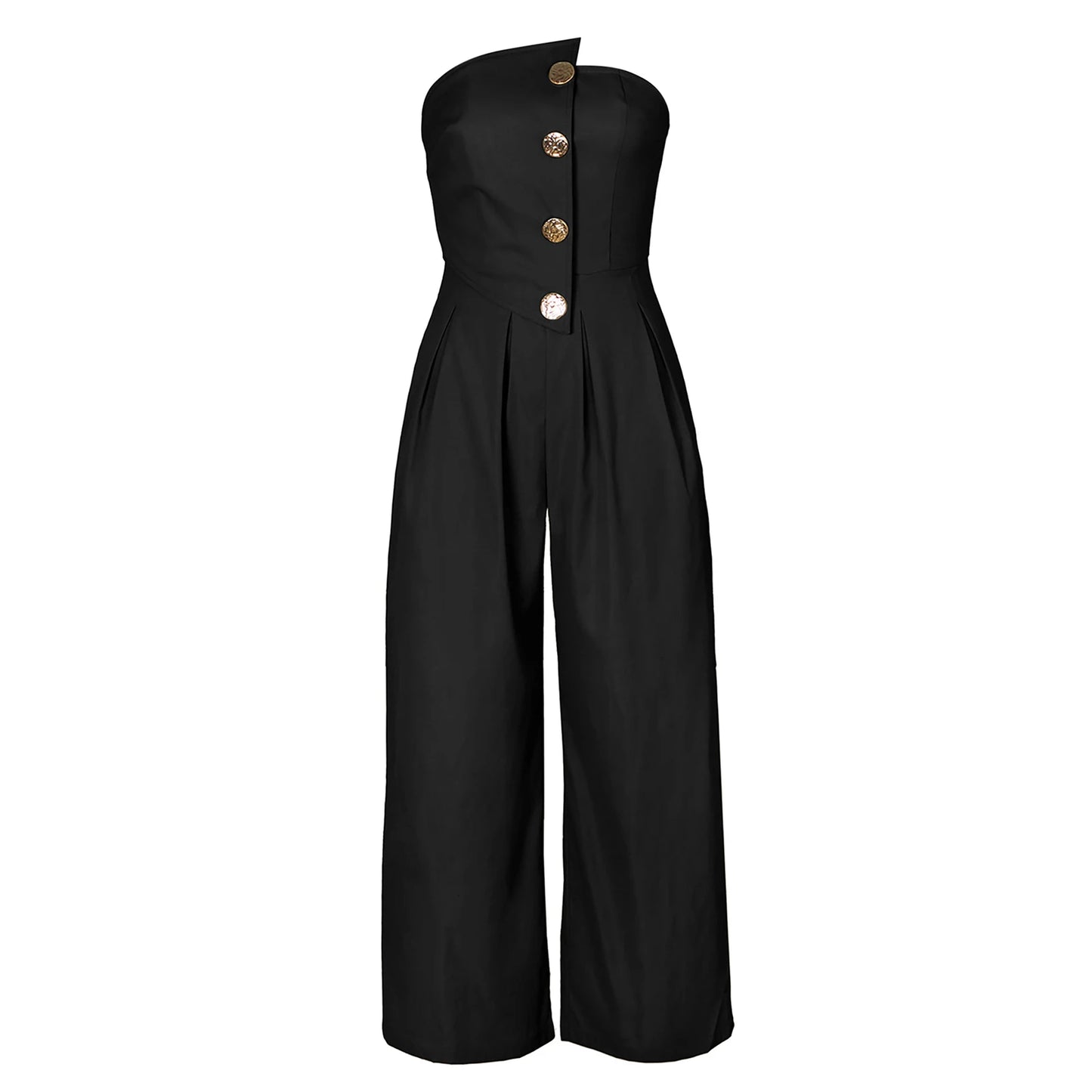 Tube Jumpsuit Women Strapless Sleeveless Rompers Wide Leg High Waist Jumpsuits Solid Color Summer Party Commute Outfits Clothes.